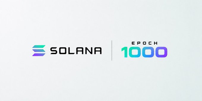 A graphic displaying the logos 'SOLANA' and 'EPOCH 1000' on a light background.