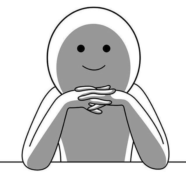 A grayscale illustration shows a friendly gray figure in a white hooded robe with hands clasped together and a subtle smile, evoking a "scheming mastermind" or mischievous observer vibe—humorously tying into the post's question about subtle algorithm changes, as if the algorithm is calmly waiting to see if you've noticed.