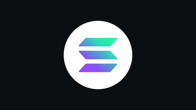 The image shows the Solana ($SOL) logo, featuring its distinctive stylized "S" design in blue and purple gradient colors on a white circular background. The logo relates to the post by representing the blockchain platform that recorded a record $553M in daily tokenized stock trading volume, dominating nearly 95% of the global market for this asset class.
