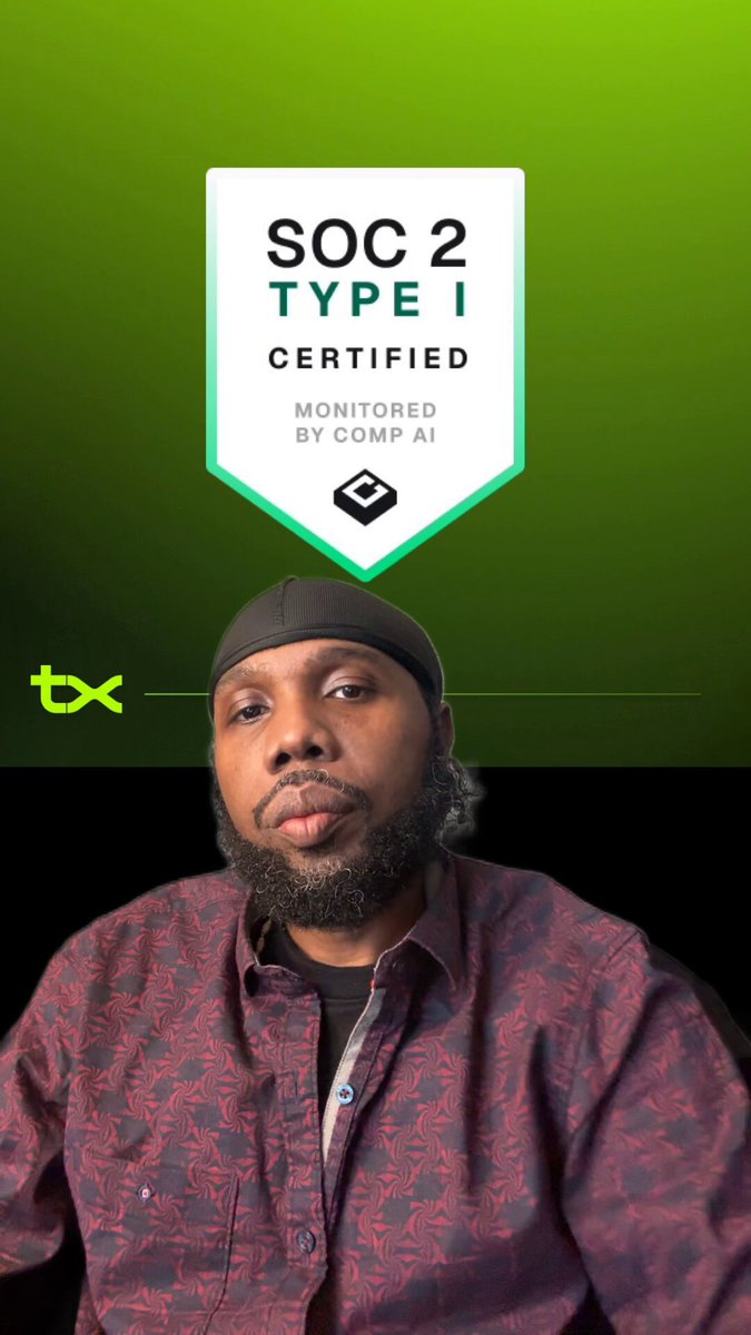 The image features a man wearing a red shirt with a black hat, sitting down against a green background. The caption of the image reads "SOC 2 Type I Certified" and "SmartReactions #smarttokens #rwa #txecosystem". This suggests that the man is promoting smart tokens or tokens from the Social Security Administration (SSA).