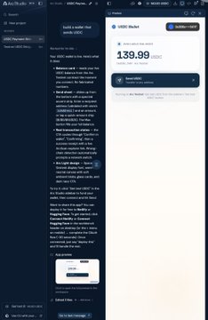 A screenshot of the USDC Rocket wallet interface displays a balance of 139.99 USDC, with transaction history and deposit options visible.