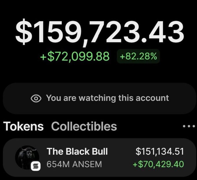 The image features a screen displaying a wallet balance of $159k, with an eBay transaction showing that someone has purchased cryptocurrency for $159k at eBay. The user has also been notified that this transaction has resulted in them making a $5924.88 profit from the investment. The account is named "HOLY F*CK", and it's time has passed since the purchase, adding another 24hrs to their portfolio gain. The post suggests that they are up for sale at eBay, offering an opportunity for quick cash.