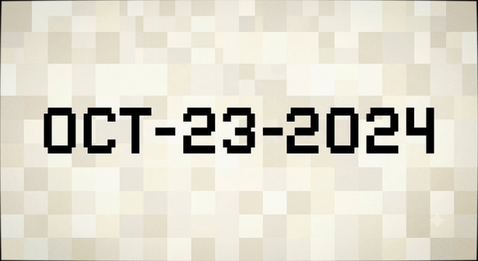 A pixelated display showing the date 'OCT-23-2024' in black text on a beige checkered background.