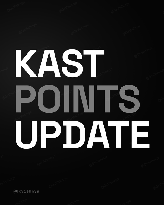 A bold black graphic with white and gray text reading "KAST POINTS UPDATE" against a dark background, visually announcing changes to KAST's points program. The image ties directly to news that KAST is restructuring away from a standard token launch toward an economic participation model targeting Q4 2026, subject to legal, regulatory, and board approval, while focusing only on "meaningful points."