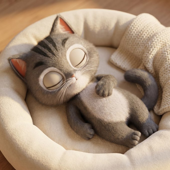 The image features a cartoon cat lying down inside a white bedspread or comforter. The cat appears to be sleeping peacefully with its eyes closed. The background of the image is blurred, drawing attention to the cat as the main subject. The caption "Attention is temporary. Conviction lasts forever." suggests that this image might have been taken during an event where people were discussing a particular topic or issue. However, it's important to note that the post has been edited and may not accurately represent the original content of the image.