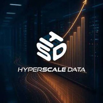 The image displays the "HSD" logo alongside the text "HYPERSCALE DATA," set against a digital background featuring a server room and an upward-trending bar chart, visually emphasizing the company's recent strategic sale of 100 $BTC to fund its Michigan AI data center while maintaining a treasury of over 1,000 $BTC.