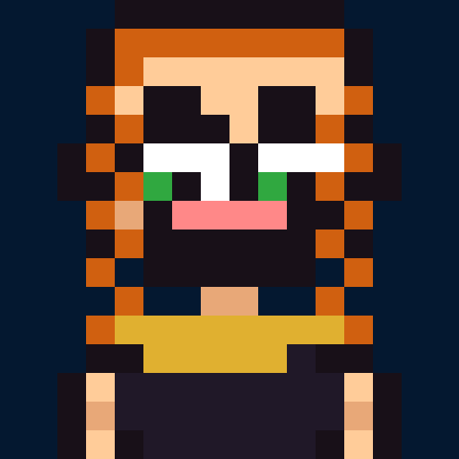 A pixel-art character with a beard, green eyes, and orange hair wearing a yellow shirt, representing one of the "Chibis" NFT collection being minted for free on Robinhood Chain via OpenSea.