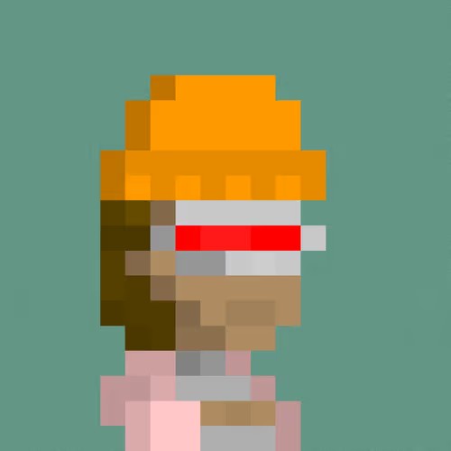 A pixel art portrait of a person wearing an orange beanie against a teal background, representing NFT #6008 "Re:Generates" which sold for 0.115 ETH ($280.59). The image serves as the visual artwork for the tracked sale, with no text visible in the artwork itself.