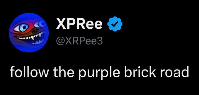 xtr3's Twitter account promotes the purple brick road, encouraging followers to follow it for a unique experience.