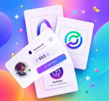 The image features a 3D rendering of a white square, which appears to be a wallet or app icon. The wallet has a blue border and a purple background, giving it an artistic touch. Below the wallet icon, there are two small icons representing a person's profile and a smart contract. These icons display the name "Architect" and "V3", indicating that they represent a user's profile and a smart contract respectively. The image also includes text elements such as "Stablecoin 101 just got real!! Want to learn how USDC moves onchain? Set up the Circle Developer Controlled Wallets SDK Generate and secure your Entity Secret Create Wallet Sets and deploy smart contract wallets on Ethereum Sepolia Fund wallets with testnet ETH".