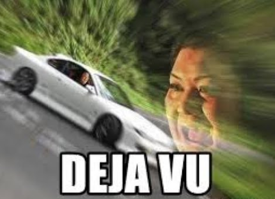 The image features a car driving down a road, with a woman's face superimposed over the scene. The text "Deja Vu" appears above her head, which could be interpreted as a reference to the famous movie "Back to Tomorrow". The caption below the image reads "if you'd had gone with the float adjusted ETF flow you'd have blasted the top of SOL as well and SOL was also flirting its ATH (albeit with much less strenght)".