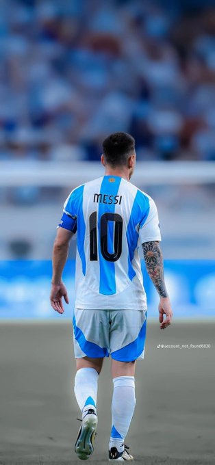 Lionel Messi wearing the Argentina number 10 jersey, shown from behind during a match.