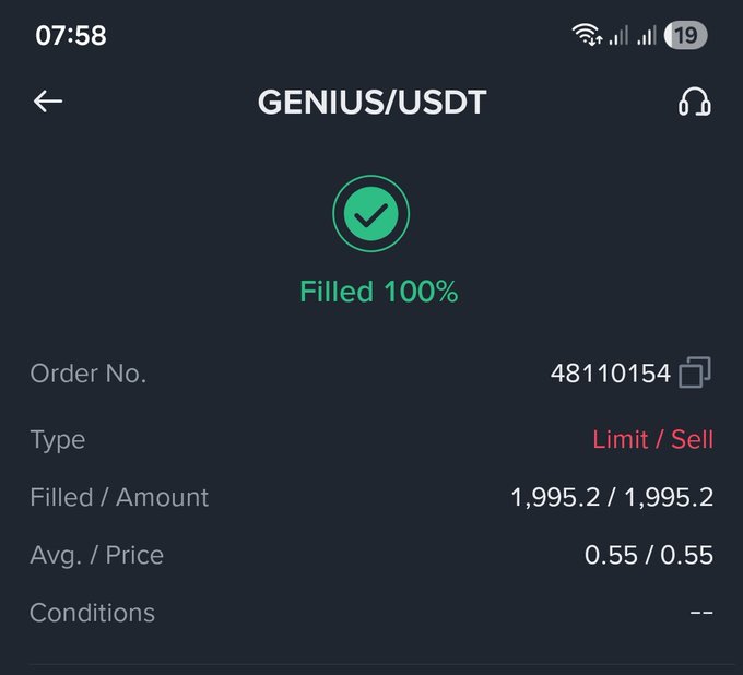 This post contains information about a new Genius trading app that has been utilized by several users, including a user who successfully filled 100% of their portfolio. The app was used to purchase Bitcoin at $1,95/0.55, resulting in a total investment of $99.56 for the user. There is also another instance where the user sold the virtual currency for 1,995.52 / 0.55.