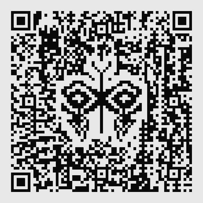 A QR code with a decorative heart-shaped design in the center.