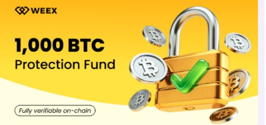 A promotional graphic for WEEX featuring a gold padlock with a green checkmark surrounded by Bitcoin tokens, advertising their "1,000 BTC Protection Fund" labeled as "Fully verifiable on-chain," reinforcing the post's message about trust through verifiable evidence in Web3 security.