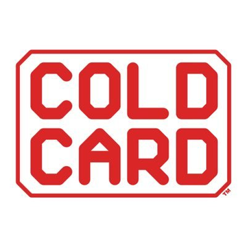 A red and white logo reading "COLDCARD" in a bold, varsity-style font is displayed, representing the Coldcard hardware wallet brand involved in the reported $38 million Bitcoin security breach.