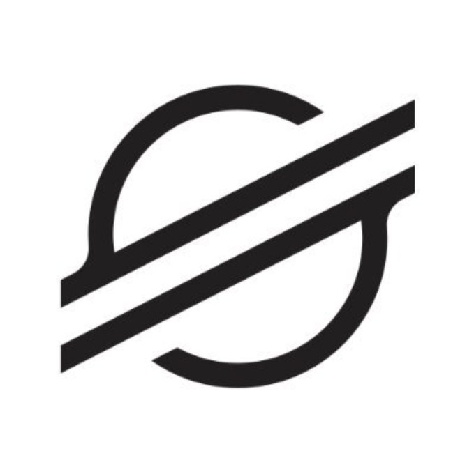 The image displays the Stellar logo, featuring a black stylized "S" shape formed by intersecting curves and a horizontal slash through a circular design. This logo corresponds to the Stellar blockchain network mentioned in the announcement about Tether's USDT0 stablecoin being launched on the platform.