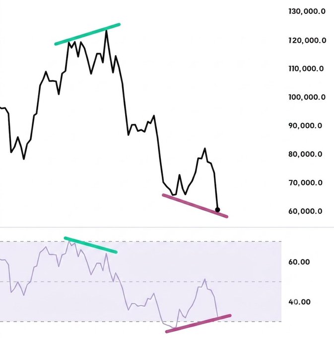 The image shows a graph with lines representing price trends for Bitcoin, Etherium (ETH), Litecoin (LTC), Ripple (XRP), and Nipple (INR). The line graph displays fluctuations in Bitcoin prices over time. In the background, there is text that reads "If it really is a bullish divergence for 
$BTC , we need a reclaim of 65.5K ASAP." This indicates that if the current price trend continues, investors should act quickly to take advantage of the upward momentum.