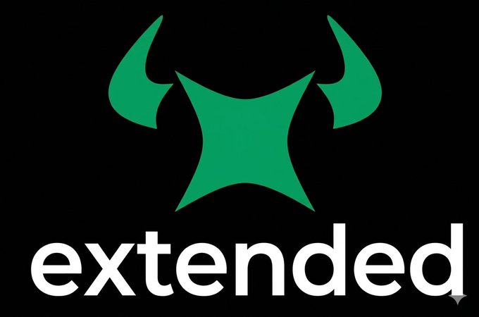 The image features a logo for an online marketplace called "Extended", which is designed as a green bull's head with horns. The word "Extended" is written below the logo in white text. In the background, there are two dollar bills placed horizontally and vertically, indicating that the website offers payment options for its users.