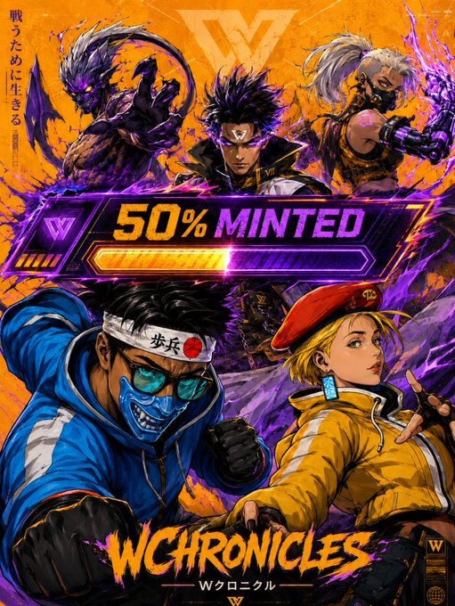 The poster features a large number of characters from a video game, including a blue figure with glasses wearing an eye patch, two main figures with weapons, and a smaller character sitting. The text at the bottom indicates that this edition has been sold out for 50% of its original price, with variously priced items available in the secondary market. The poster is highly recommended by collectors due to its value among other collectors and rarity.