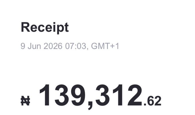 The image features a white background with black text that reads "Receipt" followed by a list of numbers, including the dates "9 June 2026 7:03 PM - GMT +1". The text also mentions an email address for further inquiries or participation in a giveaway related to the post.