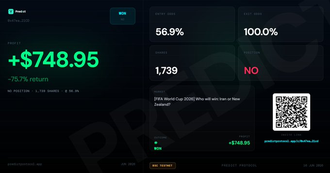 The image shows a screenshot of an online trading platform called "Predictive Trading" with a black background featuring various statistics such as win, loss, and percentage change for different cryptocurrencies. The text on the screen says "g EVENING my homiE ngl watching you guys trade 1x spot on legacy prediction markets is painful. fees eating your edge while liquidity sits dry. moved my entire volume to PRED testnet tech is actually built to scale for real degens. zero house edge, instant execution, fully". The image does not provide any specific information about cryptocurrencies or the trading platform, and it does not contain text that directly relates to a post's title on social media.