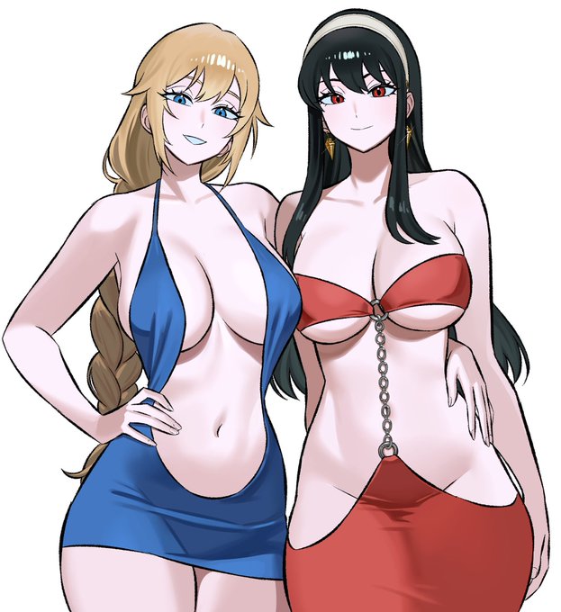 An illustration of two women, one blonde in a blue dress and one black-haired in a red dress, representing the cryptocurrency ZEC (Zcash) and NEAR Protocol respectively. The image serves as a visual metaphor comparing these assets to XMR (Monero) and Thorchain.