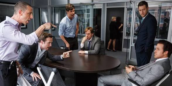 A group of business professionals are gathered around a conference table in what appears to be a corporate meeting room, with several men pointing and gesturing animatedly while others sit and stand around the table. The image's tense, contentious atmosphere contrasts with the accompanying post's mundane discussion of cryptocurrency vault profits and routine purchases of the $HYPE token.