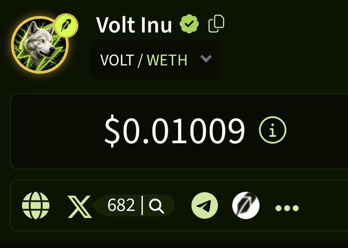 A screenshot of the Volt Inu cryptocurrency token page showing a price of $0.01009.