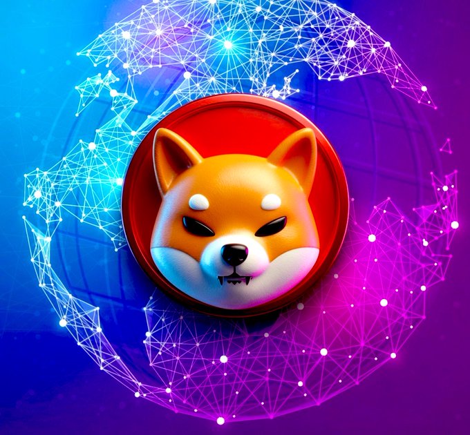 The image features a brown Shiba Inu dog head with fangs, positioned against a backdrop of blue and purple lines that resemble a globe or a map. The background includes white dots scattered across the colors, creating an abstract pattern. The caption on the image reads "Day 155 of 2026 (Jun 4) 1,587,132 on-chain holders That's +179 new frens today." This suggests that there are currently 1,587,132 new followers or users in the cryptocurrency market, and the growth has been steady over time.
