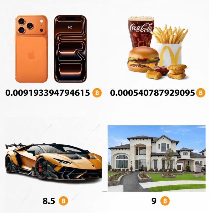The image features an advertisement with a variety of food items, including a McDonald's hamburger, Coca Cola drink, a hot dog, and a Coke cupcake. The layout suggests that these food items are being sold or promoted together, likely in a promotional deal. The price for Bitcoin, as indicated by the caption, is eight.5 Bitcoins. This might be an indication of the payment accepted by the platform through which this advertisement is published.