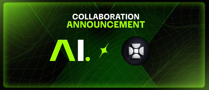 A green graphic with the text 'COLLABORATION ANNOUNCEMENT' displaying the AI. logo alongside another logo.