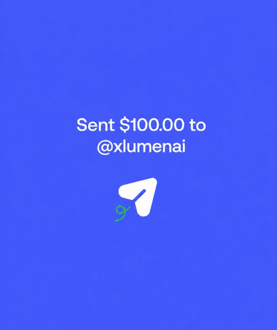 A screenshot showing a $100.00 payment sent to @xlumenai via Cash App or similar service, serving as proof of an airdrop transaction for the $CATE token giveaway. The image visually demonstrates the host's credibility by showing a completed payment, likely to one of the airdrop winners from the first round.