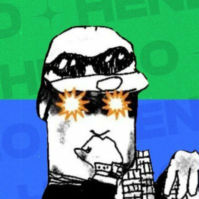 A crudely drawn black-and-white cartoon character smoking a cigarette with glowing star-burst eyes, set against a green and blue background featuring the word 'CHIMPANZEE'.