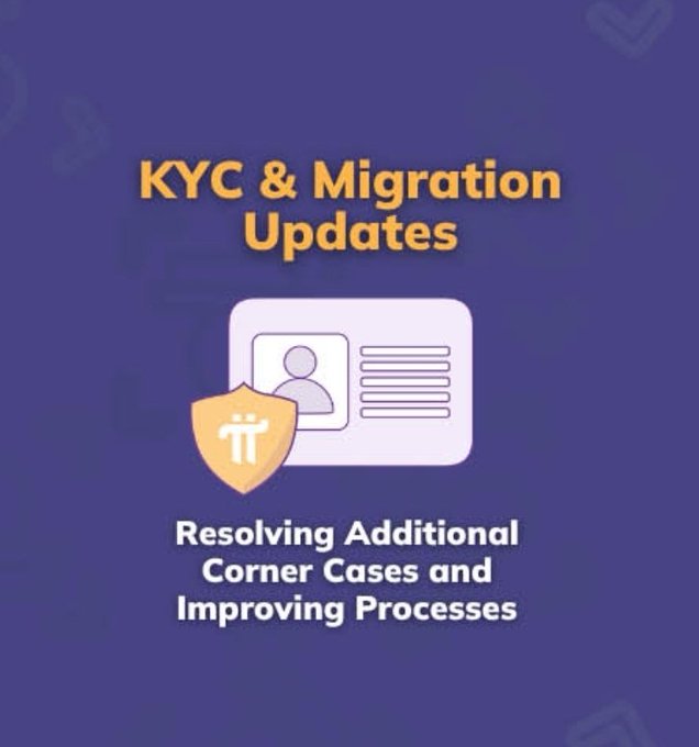 A purple graphic titled 'KYC & Migration Updates' with the subtitle 'Resolving Additional Corner Cases and Improving Processes,' featuring an ID card and shield icon.