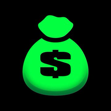 A glowing green money bag with a dollar sign ($) symbol is displayed against a black background. The image visually represents the financial/token launch theme discussed in the post about UsePaid and Bags, symbolizing the monetization and money-making aspects of launching tokens tied to individuals on X.