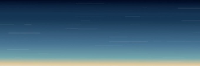 A blue gradient background with a yellow/orange strip at the bottom, featuring scattered thin horizontal lines.