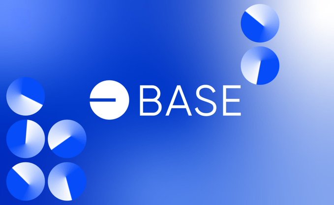 The image features a blue background with white text that reads "Base" at the top, followed by a list of reasons why Base is growing so fast. The reasons include its low fees, fast transactions, and the fact that millions of users are joining every month. The image also includes a graphic representation of a circle divided into sections, which could be interpreted as a visual representation of the growth of the Base platform over time.