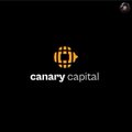 Black background with a small orange and black circular logo and the text 'canary capital' in white lowercase letters, likely a logo or splash screen for a financial platform.