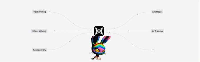 The image features a colorful cartoon rabbit standing upright, with its head tilted to one side as if looking at something out of frame. The rabbit appears to be walking across a white background, which contrasts nicely with its vibrant colors. In the top left corner of the image, there is text that reads "What makes @quipnetwork architecture interesting to me is how much it removes without breaking anything Everything most protocols depend on $QUIP just doesn'n need it Transactions either complete or they don'n clean final no in between And post quantum guarantees that don't".