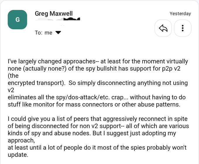 xtrp:v2 is written on a white envelope with black text, and the envelope has been addressed to "Greg Maxwell".