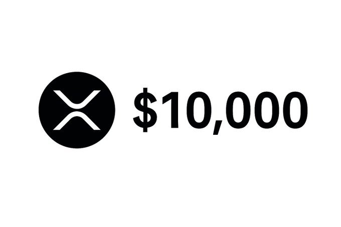 In the image, there's a logo with a black x that reads "XRP" and $10,000 underneath. The surrounding text in the image also mentions the possibility of XRP possibly hitting a million-dollar value one day. While these two elements may appear unrelated or not directly connected to each other, they both share a common theme: XRP. This suggests some speculation about the potential future success or price reachability for XRP.