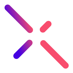 In the image, there's a logo consisting of a pink x surrounded by lines. The background color is gray, creating an artistic effect that contrasts with the vibrant red line surrounding the x. This design could be related to a social media platform or a mobile application as it catches attention due to its striking colors and unique arrangement.