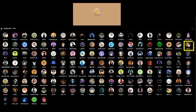A screenshot of a Discord server called 'Smilyular - ME' showing numerous user avatars and a video feed of a small yellow character at the top.