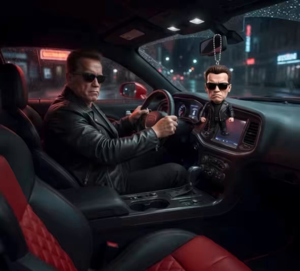 The image features a man sitting behind the wheel of a car, wearing sunglasses and driving with a doll hanging from his rearview mirror. The scene takes place at night, adding an element of mystery to the image. In the background, there is a building visible through the window of the car. The post includes text that reads "GN Web3 Yeah, just GMing and GNing through the rough times But the pendulum is about to swing back hard". This suggests that the man driving might be facing some challenges or difficulties in his life, but he continues to drive despite these obstacles.