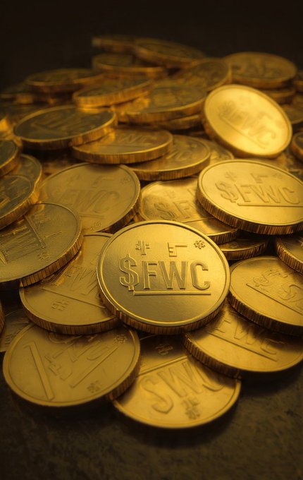 In this image, there's a small amount of gold coins that are predominantly yellow and black. The text "SFWC" is written on one of these coins, which stands out from the rest of them. It appears that someone has left a post about this collection of coins, titled "A lot of good things will happen to us in the coming days." The coins have been described as "very nice," and another detail adds to the appeal by stating that they're worth at least $2M MC!. The overall mood seems positive with references to money and success.