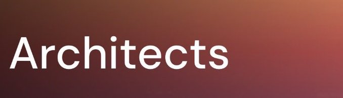 The word "Architects" appears in large white text against a reddish-brown gradient background, visually reinforcing the post's salute to "architects and aspirant architects" in the bullish community.
