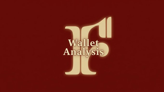 A minimalist logo graphic with the text 'Wallet Analysis' over stylized 'FF' initials on a dark red background.