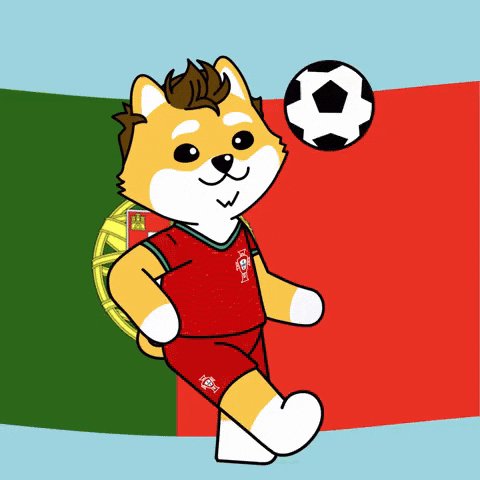 urnador, a cartoon character with brown fur and white paws, kicks a soccer ball on a blue background, wearing a red and green striped shirt and holding a soccer ball.
