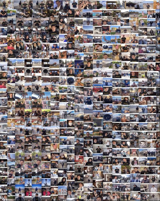 A dense collage of hundreds of small thumbnail photos shows various people, landscapes, and scenes packed together into a grid, with no visible text or branding. The accompanying caption "Binance loves you all, folks" suggests the image represents the crypto exchange's global community of users, visually reinforcing a message of widespread, inclusive support.